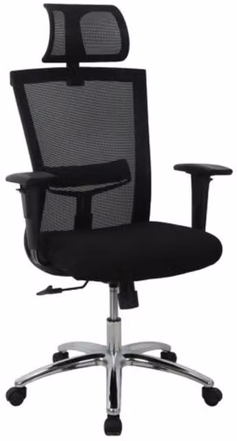 Furniture One Modern Black Home Office Task Chair with Headrest and Armrests