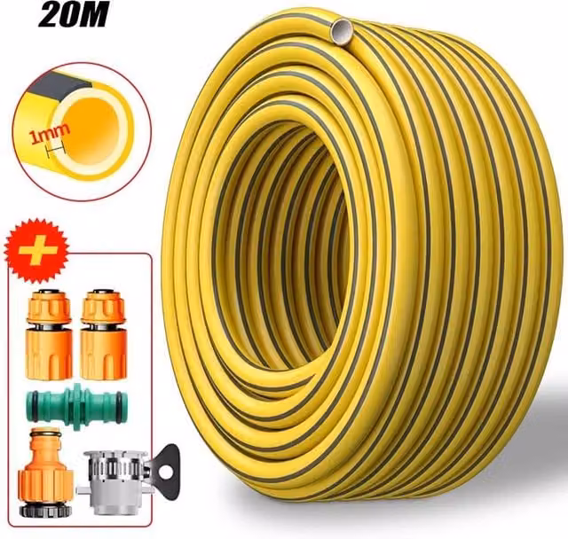 FLAVORA Heavy Duty 20m Garden Hose Pipe Reel, Yellow PVC, 1.25kg