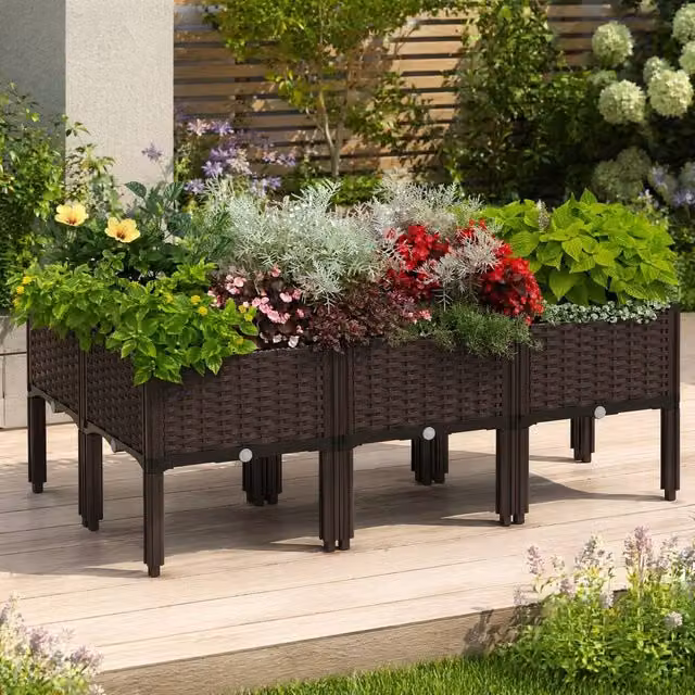 STILVORA Self-Watering Raised Planter in Brown, 26L
