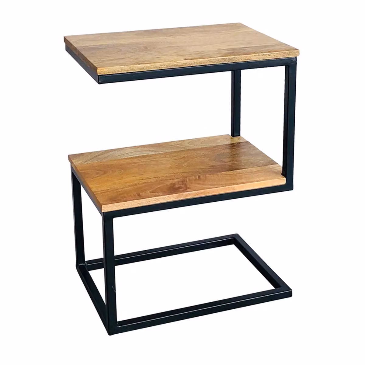 Jaipur Furniture Ltd Ravi S Shape Side Table in Mango Wood and Iron, Brown and Black, W45 x D30 x H60 cm – 2