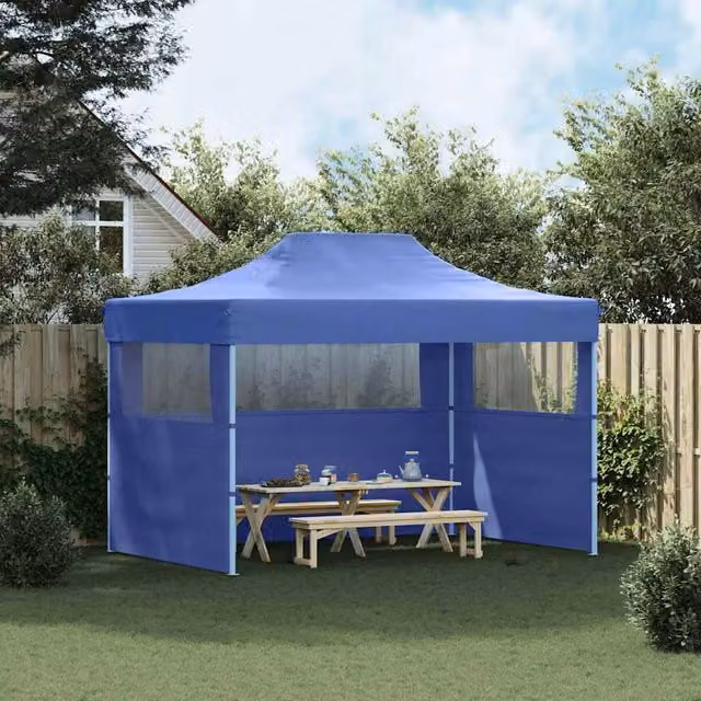 Berkfield Home Professional Folding Party Tent with 3 Sidewalls, Blue, W: 4 m, D: 3 m