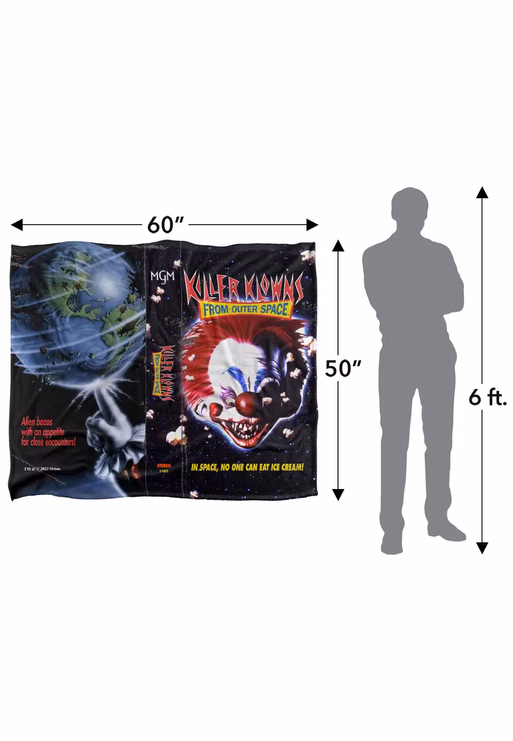 LOGOVISION Killer Klowns From Outer Space VHS Super Soft Microfiber Fleece Throw Blanket, W: 152 cm, D: 127 cm, Multicolour – 7