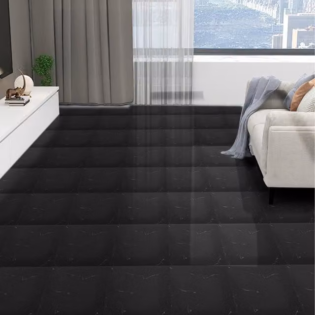 Lifeideas 10-Piece Black Marble Effect Self Adhesive Stone Look Flooring Tiles