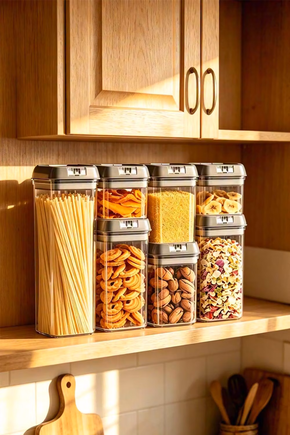 ExtraStar 7-Piece Airtight Plastic Food Storage Container Set with Leakproof Clip Lids in Light Grey – 2