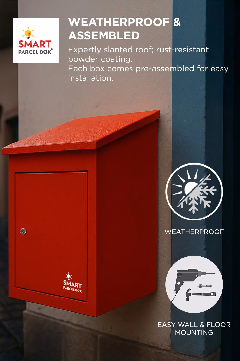 Homescapes Smart Parcel Box Medium Front Access Secure Steel Delivery Box in Red – 4