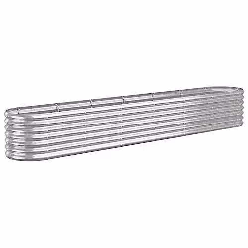 vidaXL Galvanised Steel Raised Bed, Silver, W: 260 cm, D: 40 cm, H: 36 cm