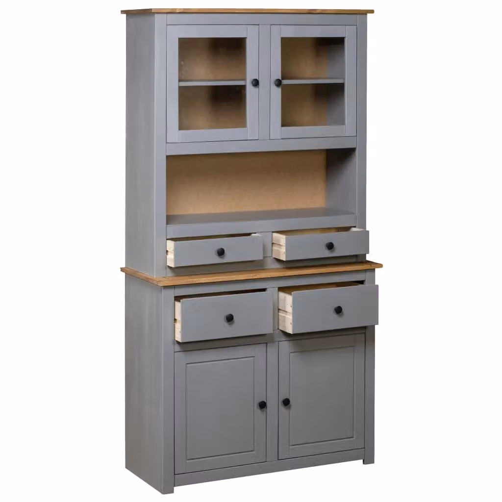 Berkfield Home Panama Grey Solid Pine Highboard W/D/H: 93 x 40.5 x 180 cm – 2