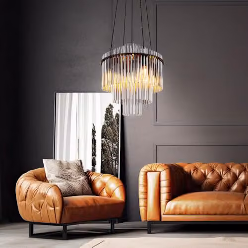 Globo Lighting Modern Round Pendant Lamp with Smoke Glass and Black Metal, W/D/H: 40 x 40 x 40 cm – 4