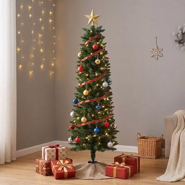 STILVORA Artificial Green Christmas Tree with Plastic Stand – 1