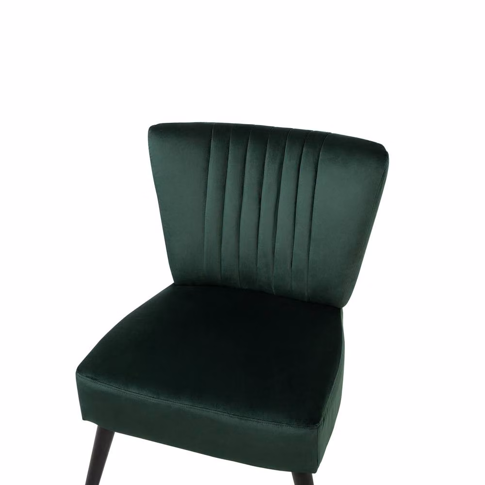 Wyld and Coco Green Velvet Armless Accent Chair with Vertical Tufting and Rubberwood Frame – 5