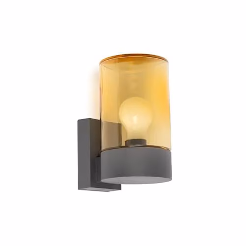 Netlighting Kila Dark Grey Wall Lantern Lamp with Amber Glass, 2700K, IP65 – 1