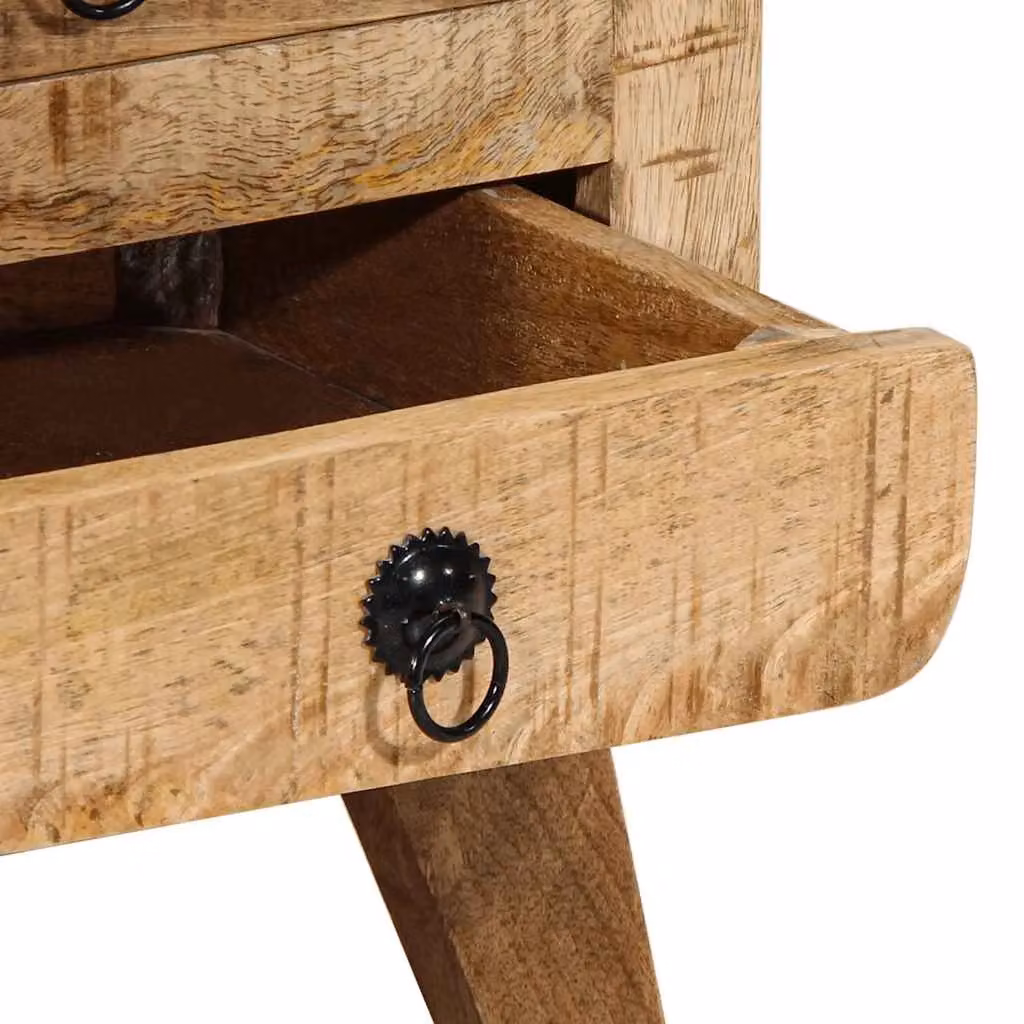 Berkfield Home Rustic Solid Mango Wood Bedside Cabinet in Brown, W/D/H: 37 x 32 x 50 cm – 2