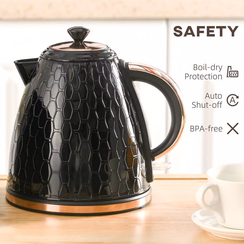 STILVORA 1.7 l Rapid Boil Glass Kettle with Boil-Dry Protection and Limescale Filter in Black – 5
