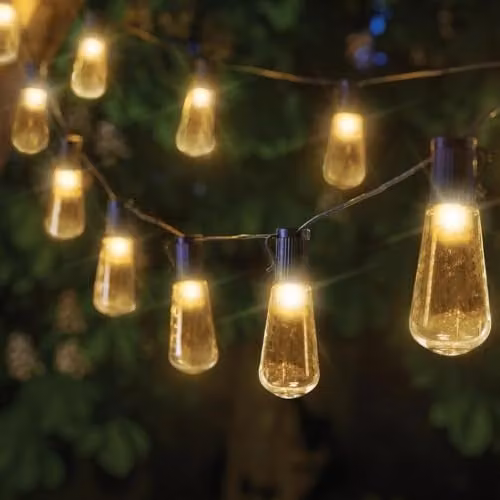 mysmartbuy Solar Powered LED Deco Bulb String Lights with Warm White Glass Spheres in Transparent and White – 1