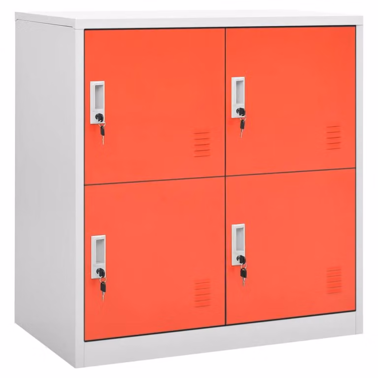 Berkfield Home Steel Locker Cabinet in Light Grey and Red, W/D/H: 90 x 45 x 92.5 cm