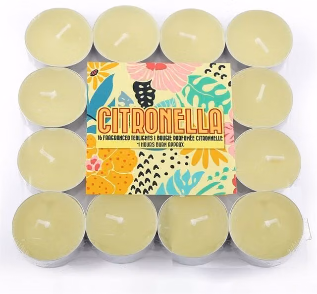 KDMK Set of 16 Citronella Tealights in Green and Yellow