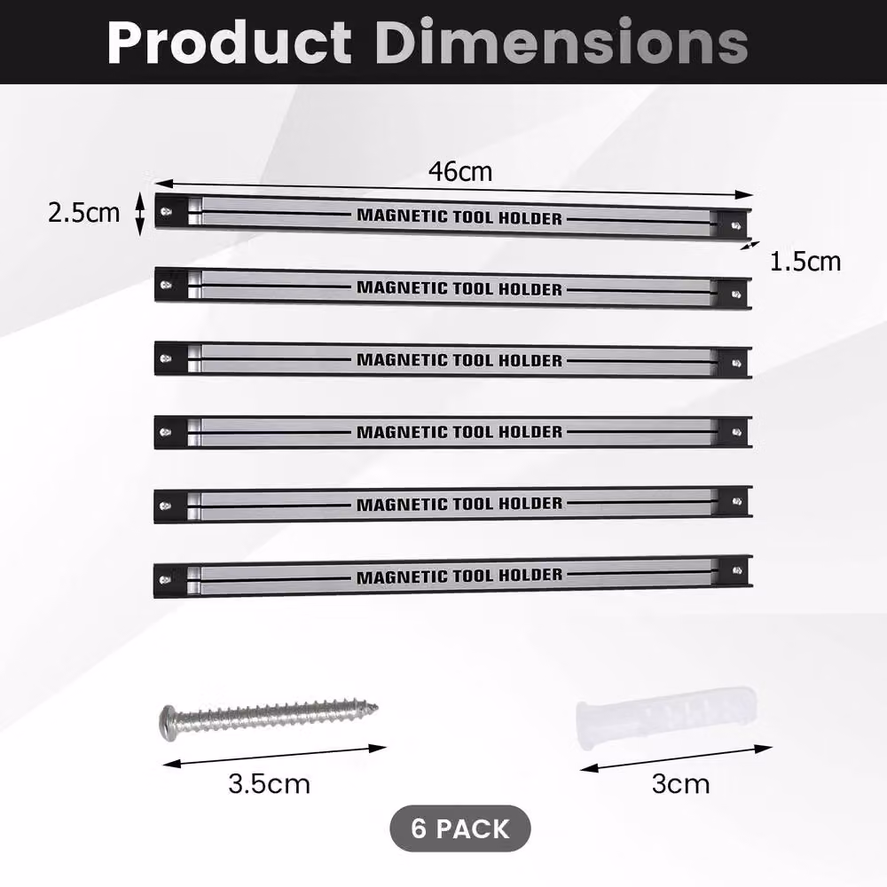 Costway Heavy-Duty Magnetic Tool Holder Wall-Mounted Steel Bar in Silver – 2