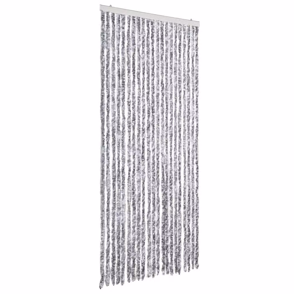 Berkfield Home Chenille Insect Curtain in White and Grey, W: 90 cm, H: 200 cm – 3