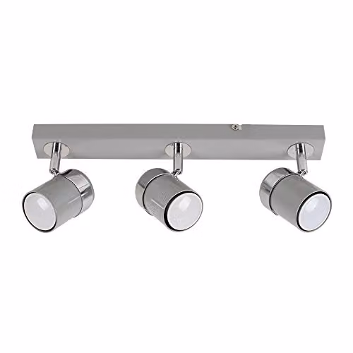 ValueLights Rosie Modern 3 Way Adjustable Grey and Silver Chrome Bar Ceiling Spotlight Fitting