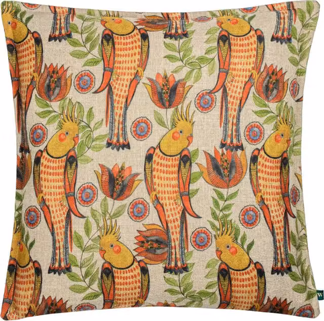 Akamba Cockatiels Tropical Multicolour Polyester Square Cushion