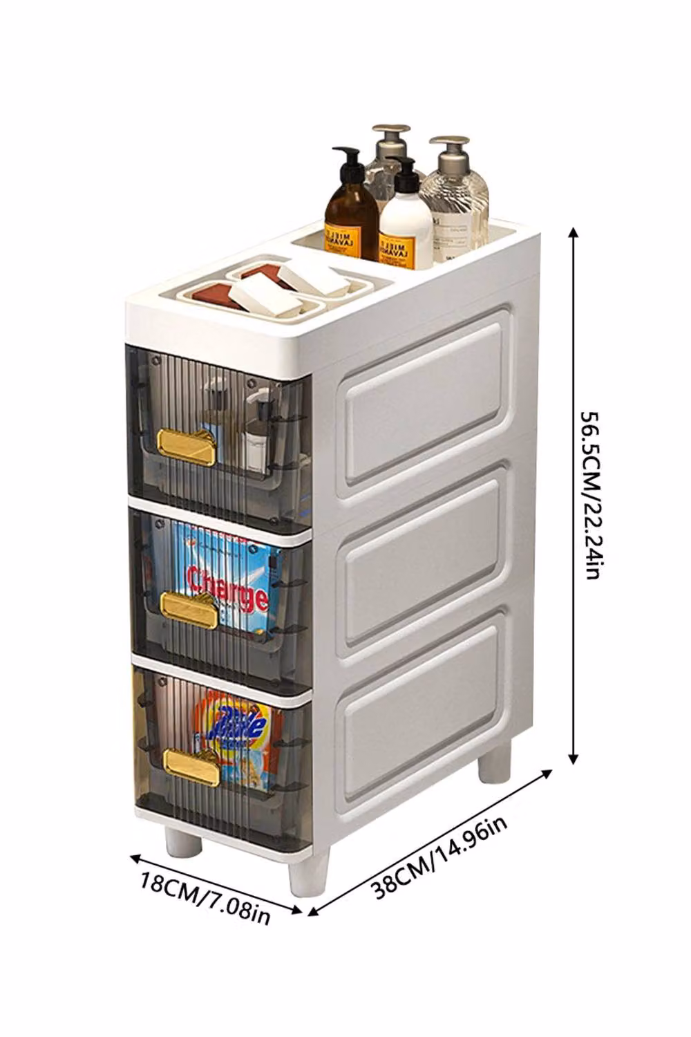 H&O Direct 3-Tier Freestanding Floor-standing Storage Cart in Grey and White – 2
