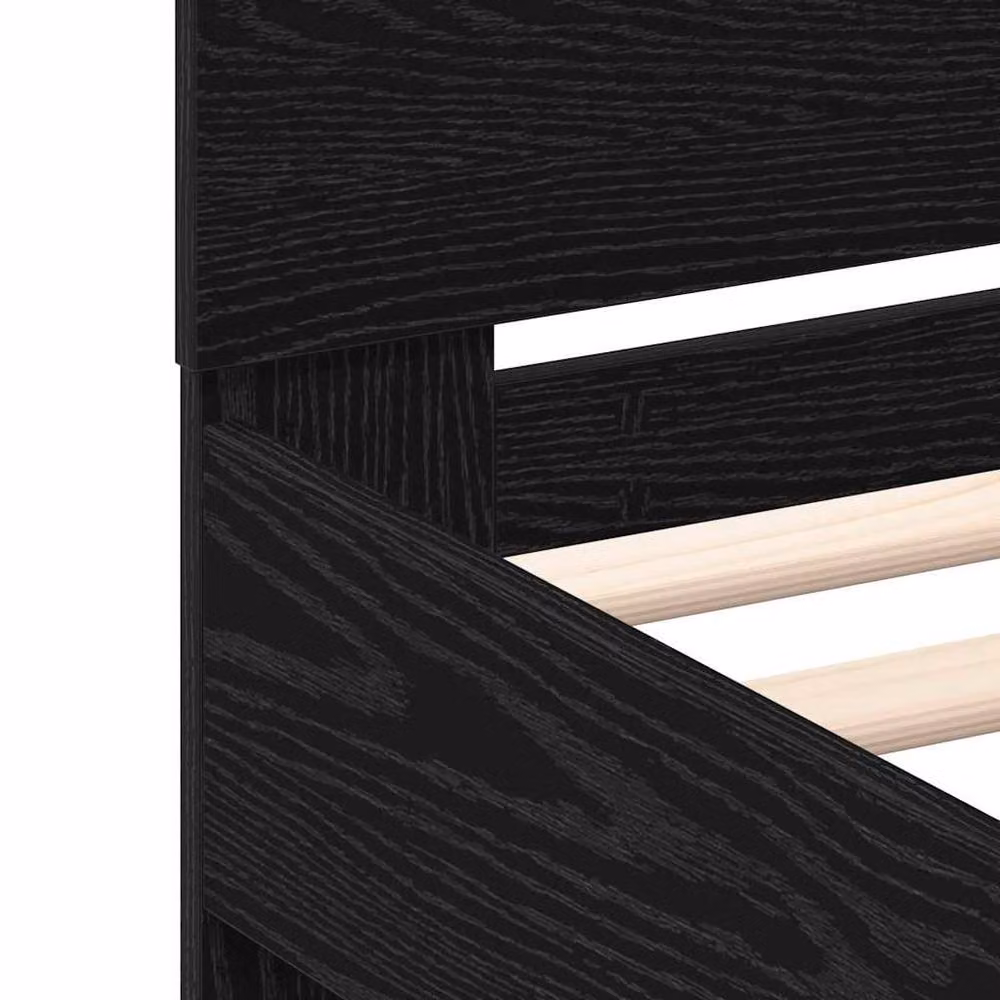 Berkfield Home Minimalist Bed Frame with Under-Bed LED Lighting in Black Oak, W/D/H: 90 x 190 cm – 5