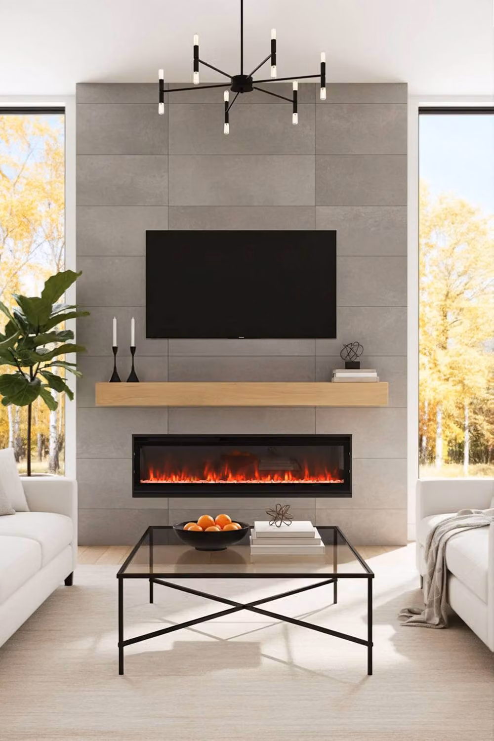 H&O Direct Black Electric Fireplace Single – 2