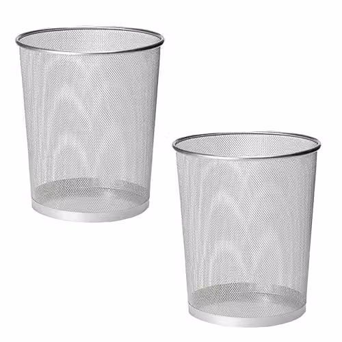 KAV Twin Pack Metal Mesh Wastebaskets in Silver and Black, W/D/H: 27 x 27 x 27 cm – 1