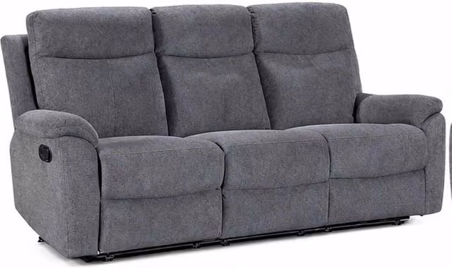 Furnishings For Less UK Vancouver 3 Seater Manual Reclining Sofa in Grey Fabric