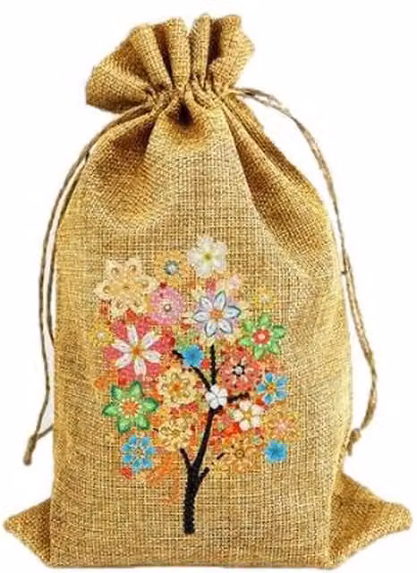 Syntego Floral Tree Linen Diamond Art Gift Bag in Multi Colour