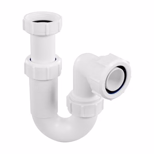McAlpine ASA10-FS 75mm White Plastic Adjustable Inlet Tubular Swivel P Trap with Universal Outlet Fixed Stalk