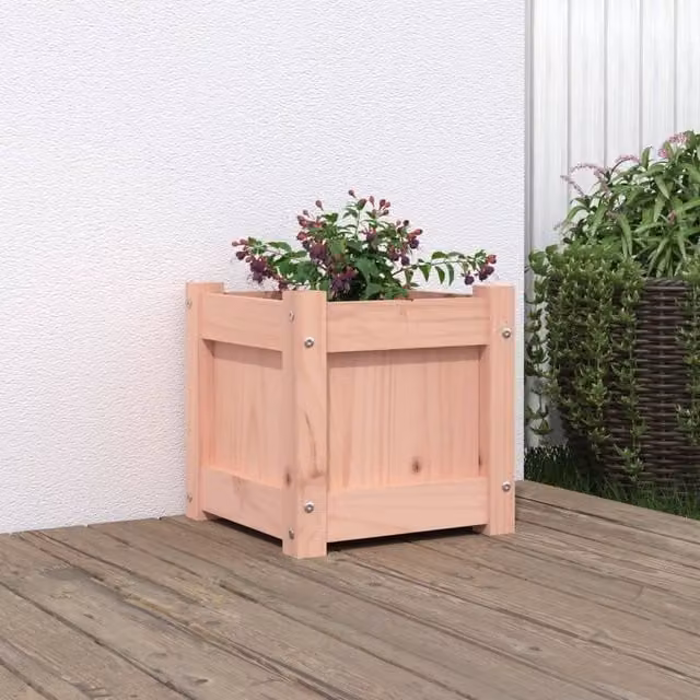 Berkfield Home Brown Solid Wood Garden Planter Tub, W/D/H: 31 x 31 x 31 cm – 1