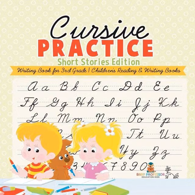Baby Professor Cursive Practice Short Stories Edition Penmanship Writing Book for Children in White and Multicolour