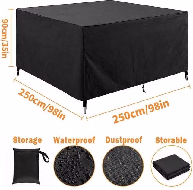 YnysTec Heavy Duty Waterproof Garden Patio Furniture Cover, Black, W/D/H: 250 x 250 x 90 cm – 1