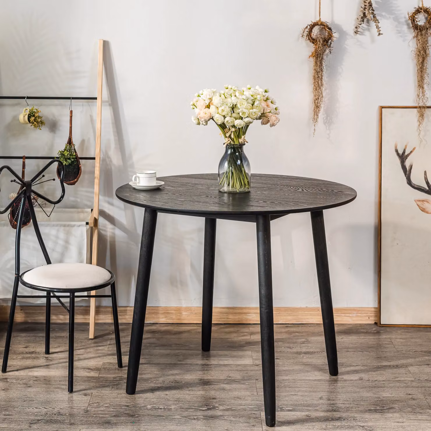 Nordlys Round Scandinavian Design Wood Dining Table in Black Walnut Matt Finish – 2