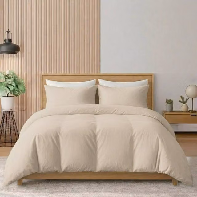 Pamposh Grace 400 Thread Count 100% Egyptian Cotton Mako Satin Reversible Duvet Cover Set in Taupe Beige, W/D/H: 135 x 200 cm