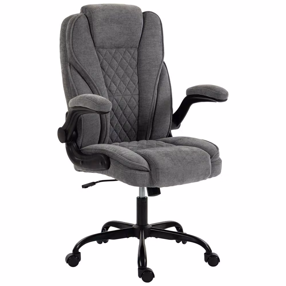 STILVORA Grey Fabric Task Chair with Swivel Function and Armrests – 5