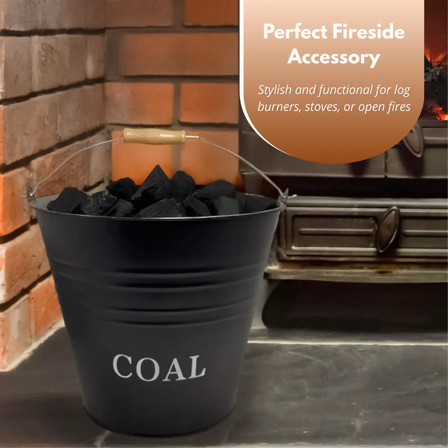 Marco Paul Heavy Duty Fireside Coal Bucket, Black, 12L – 4