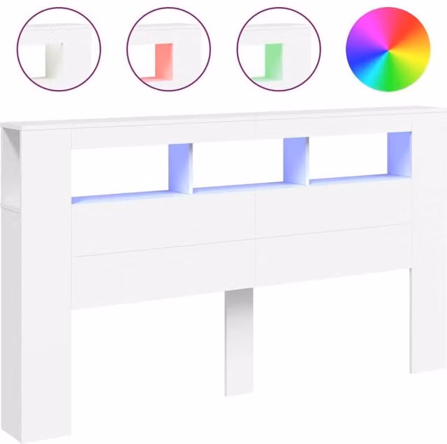 Berkfield Home White LED Headboard with Integrated Shelf and USB Charging Port, W/D/H: 180 x 18.5 x 103.5 cm – 1