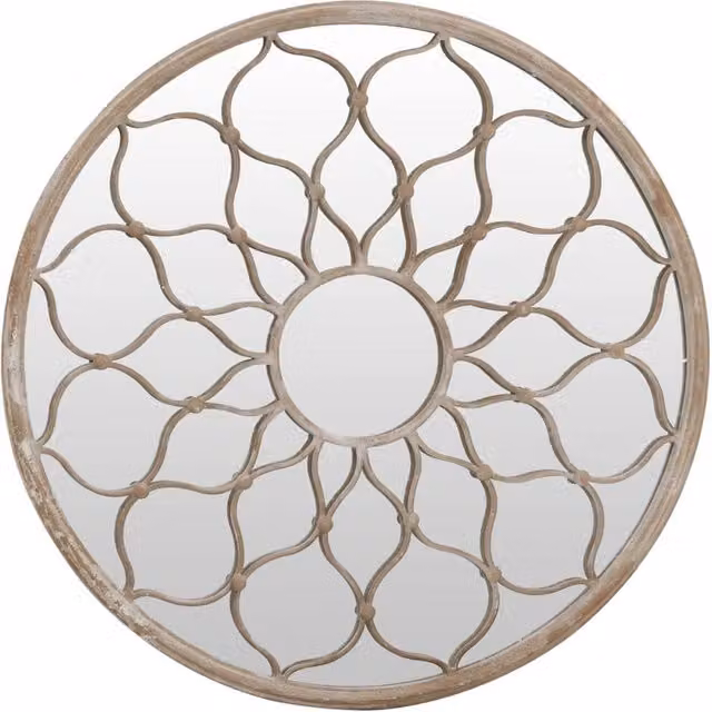 Berkfield Round Metal Garden Wall Mirror in Beige Sand, Diameter: 60 cm, Depth: 3 cm – 1