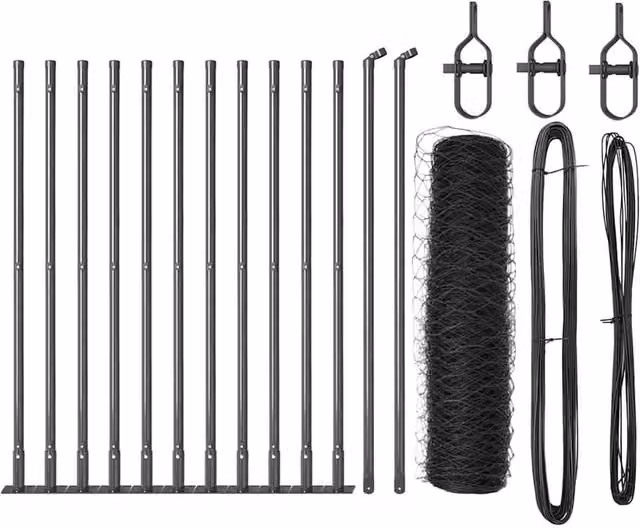 Berkfield Home Grey Steel Hexagon Fence, W: 0.6 m, L: 25 m – 1