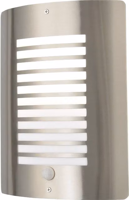 Litecraft Modern Stainless Steel Outdoor Wall Lantern with Motion Sensor in Silver