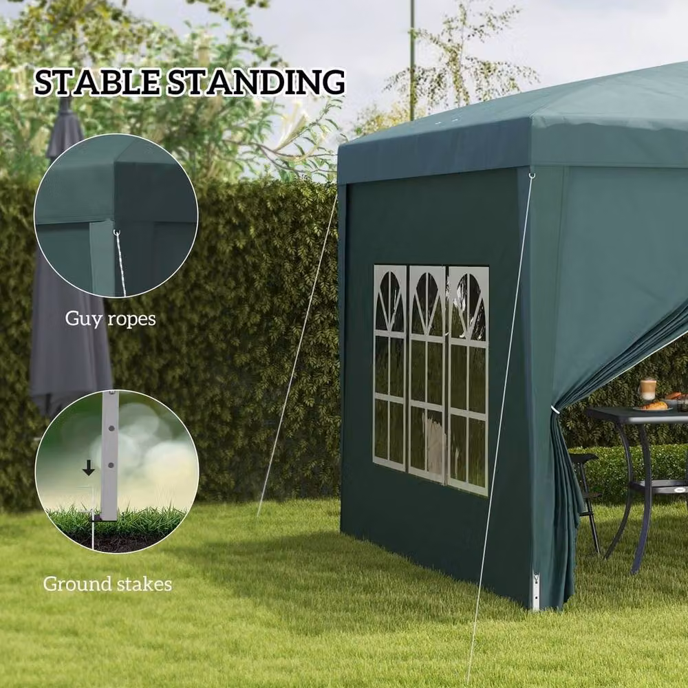 NESTLUNE Outsunny Pop Up Gazebo Canopy in Green – 3