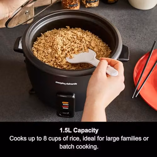 Morphy Richards Rice Cooker and Steamer in Black, 1.5 l – 2