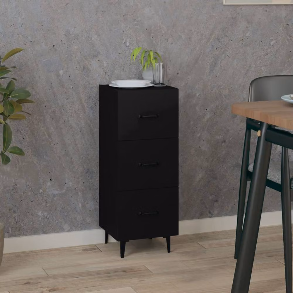 Berkfield Home Black Matt MDF Sideboard, W/D/H: 34.5 x 34 x 90 cm – 2