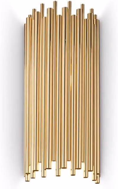 Ideal Lux Pan 2 Light Modern Gold Metal Wall Light with Up and Down Lighting and Adjustable Height