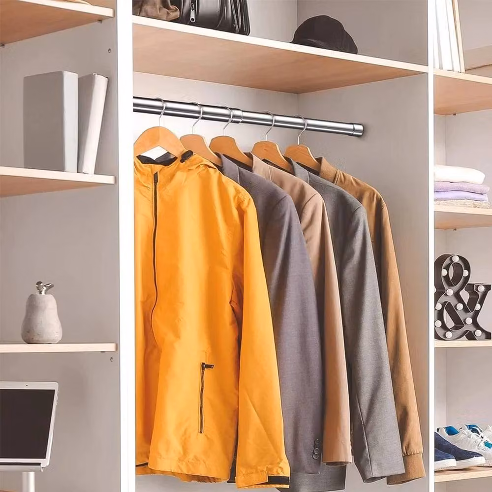 NESTLUNE Extendable Stainless Steel Wardrobe Rail in Silver, 80-150cm – 2
