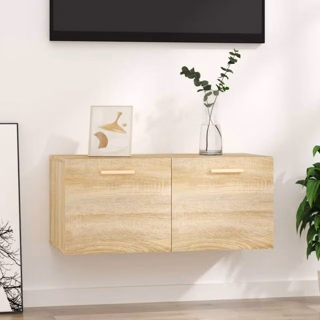 Berkfield Home Sonoma Oak Wall Cabinet, Brown, W: 80 cm, D: 35 cm, H: 36.5 cm