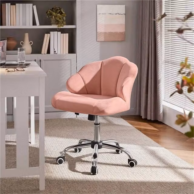 EONLION Pink Modern Velvet Swivel Home Office Task Chair
