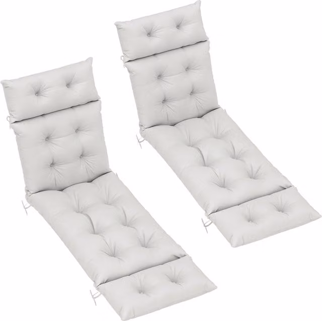 Outsunny Set of 2 Sun Lounger Replacement Cushions in Light Grey, W/D/H: 190 x 56 x 10 cm – 1